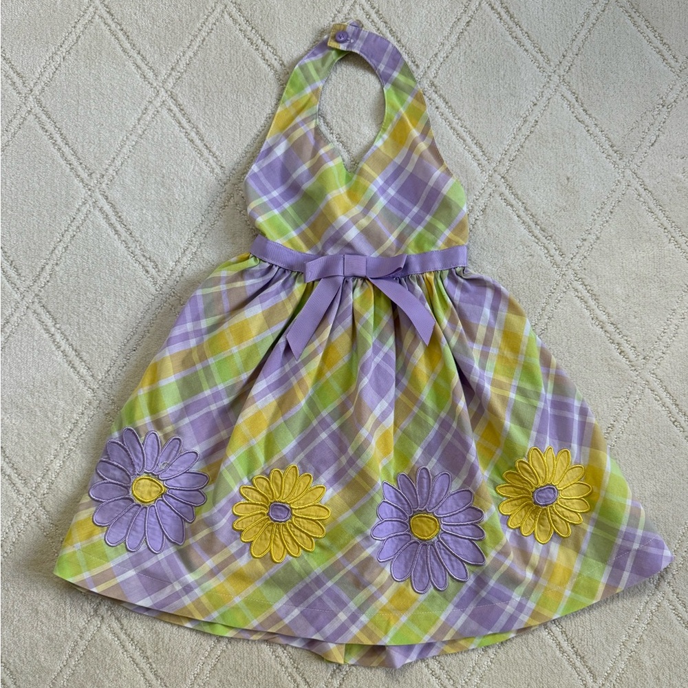 Vintage Purple and Yellow Plaid Halter Dress